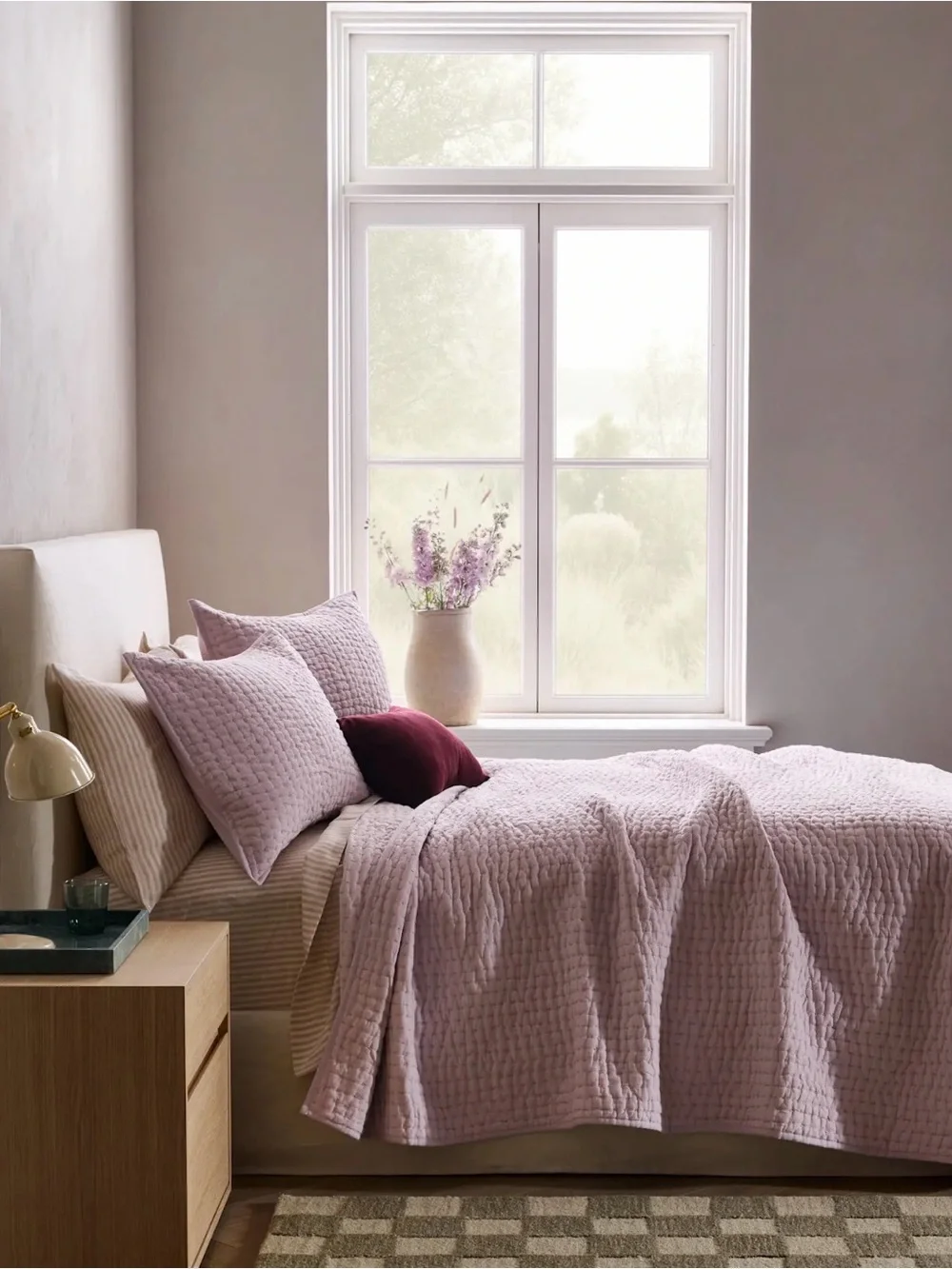 Quince European Linen and Cotton stitch Quilt in Orchid Twin 1099